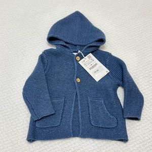 New Zara Oversized Knit Pocket Jacket Navy Blue Size 3-6 months